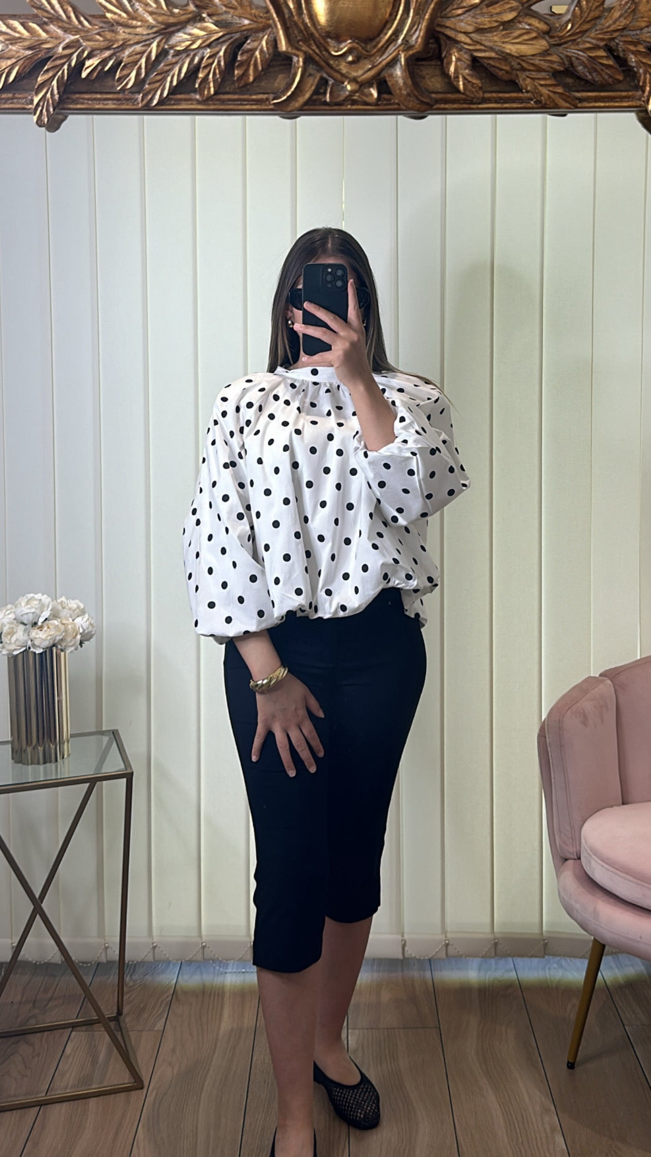 BLOUSE À POIS BLANC