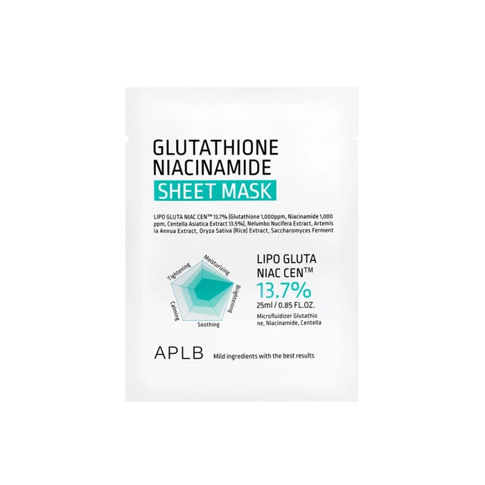 APLB – Glutathion Niacinamide, Masque en tissu beauté, 1 masque, 25 ml
