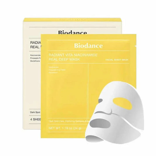 Biodance – Masque Radiant Vita Niacinamide Real Deep, 1 boîte, 34 g x 4