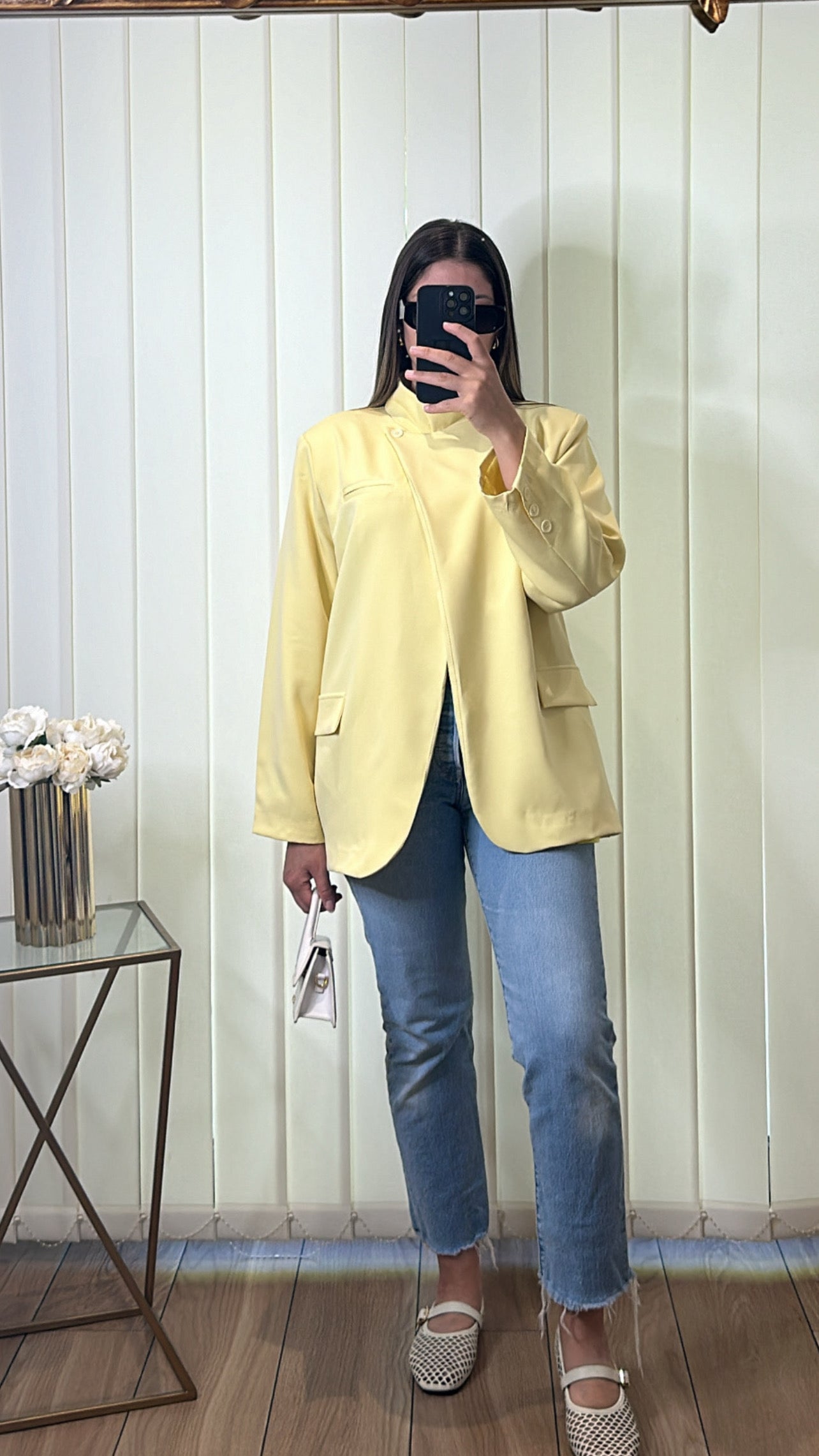 BLAZER COL CROISÉ JAUNE