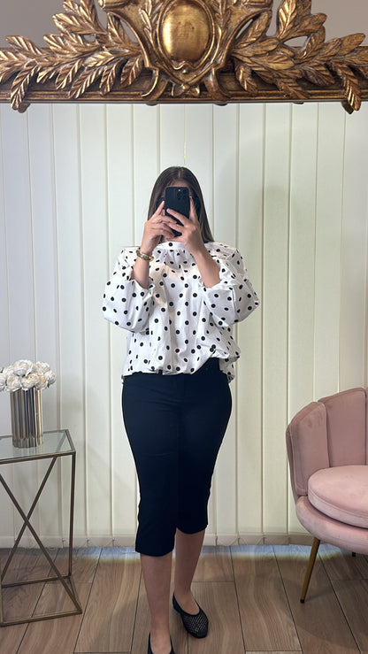 BLOUSE À POIS BLANC