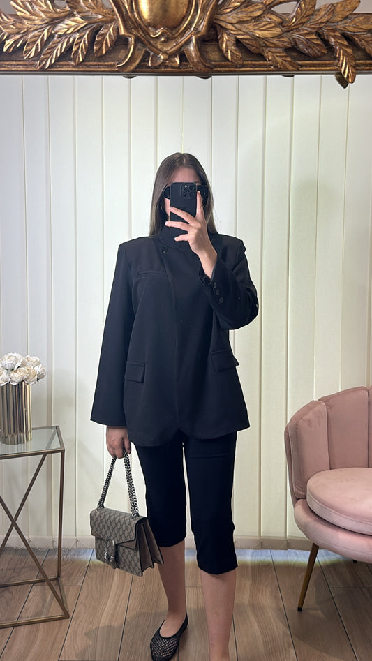 BLAZER COL CROISÉ NOIR