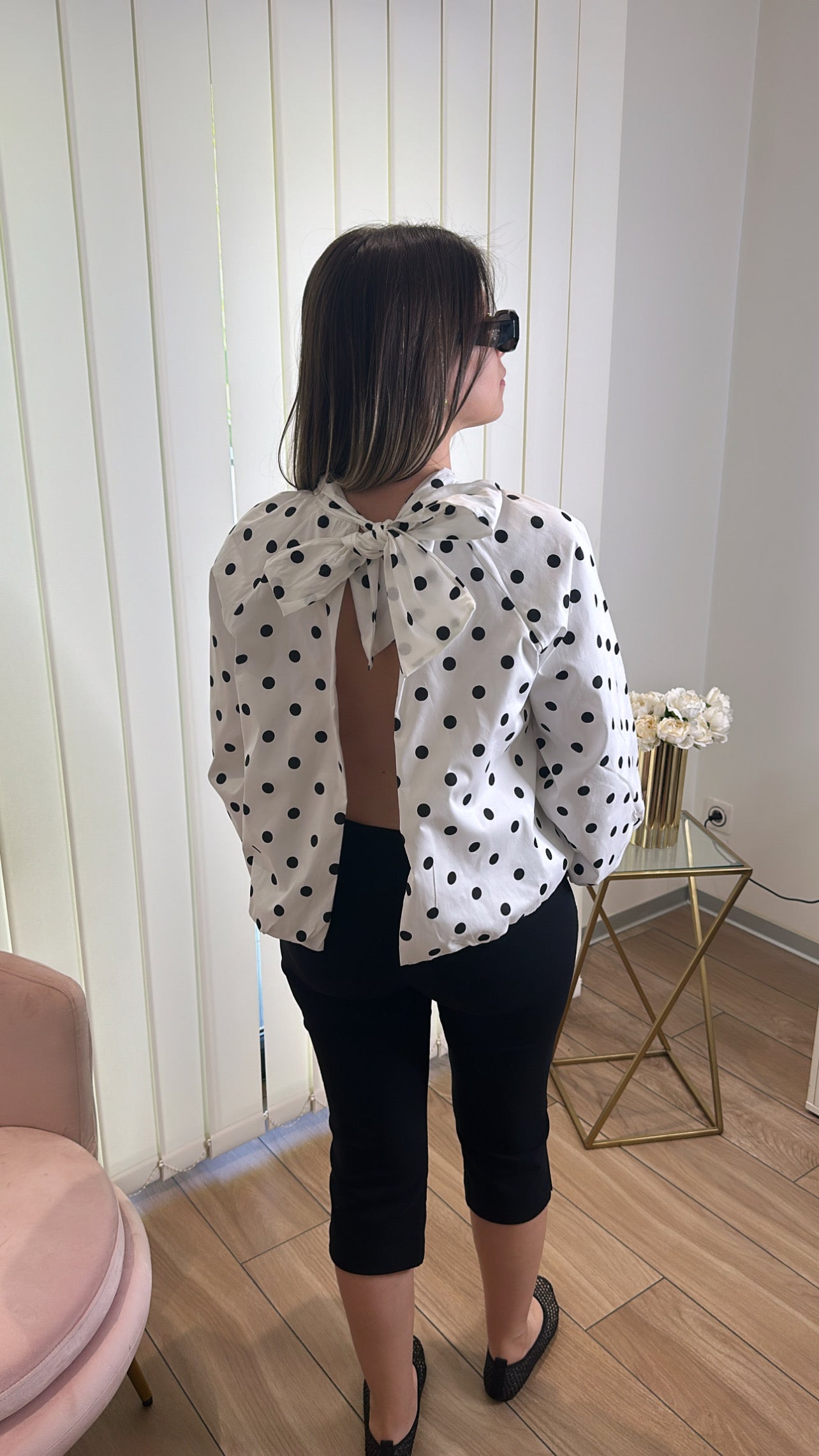 BLOUSE À POIS BLANC
